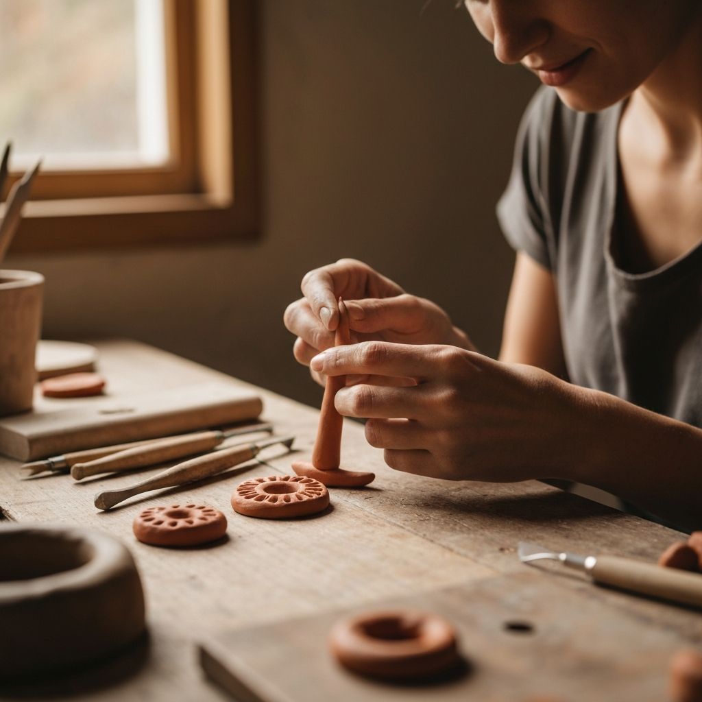 Artisan shaping terracotta clay